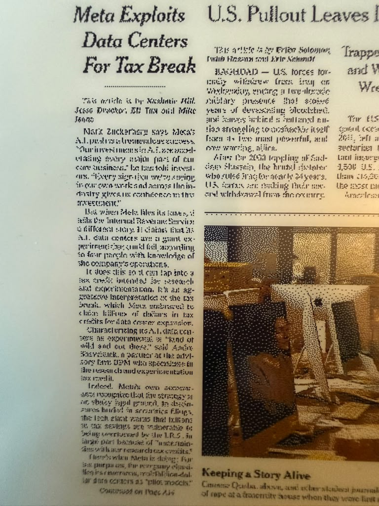 Close-up of broken body text and heavy dithering in the first newspaper render.